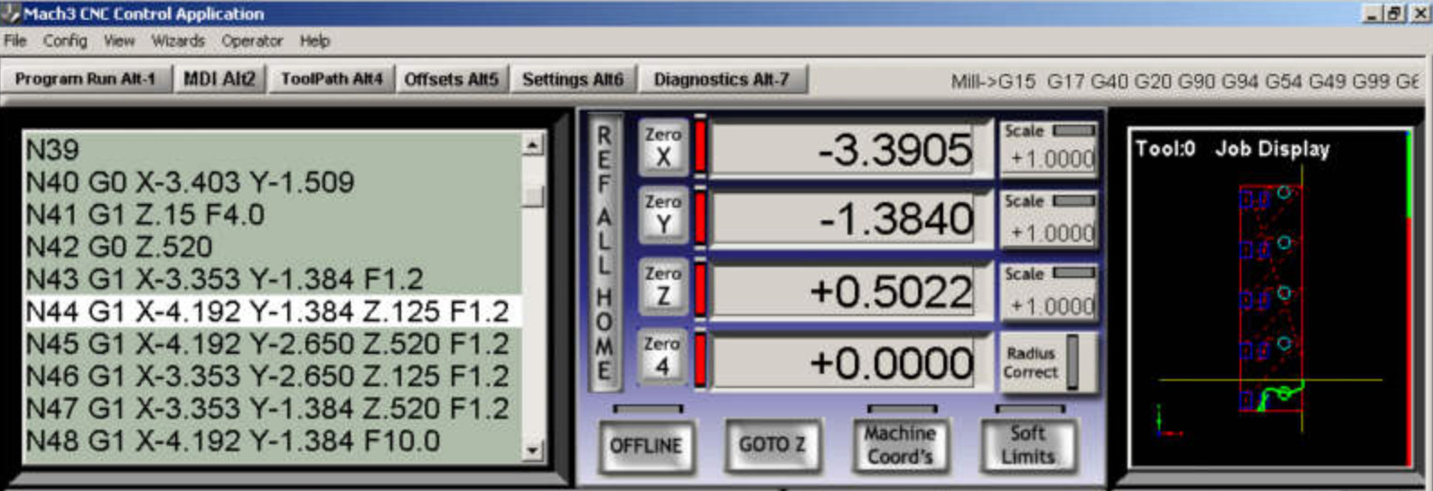 Mach 3 screen CNC data